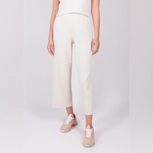 Vince High Rise RIBBED CROPPED PANT BONE